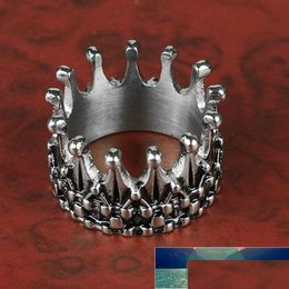 Cluster Rings Mens Vintage Nobility King Crown Ring Sier Colour 316L Stainless Steel Biker Punk Fasion Jewellery Gift For Men F Dhgarden Dhxnf