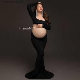 Maternity Dresses Sexy Hollow Maternity Dress For Photography Stretch Exposed Belly dress Photo shoot Studio Accessories Clothing Pregnant Women T230523