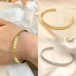 Bangle 316L Stainless Steel Charm Bangles For Women Gold Silver Colour Nest Texture Open Fashion Girls Adjustable Party Jewellery
