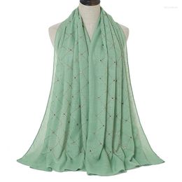 Scarves Fashion Spring Summer Women Elegant Geometric Rhinestone Silk Scarf Shawls Wild Female Long Wraps Cotton Linen Sunscreen Hijab