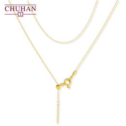Necklaces CHUHAN 18K Gold Bead Chain Necklace AU750 Tail Chain Needle Length Adjustment Clavicle Chain Gifts for Women Luxury Jewelry