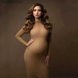 Maternity Dresses Stretchy Mesh Maternity Photo Shoot Long Dress Body-con Pregnancy Photography Dress High Neck T230523