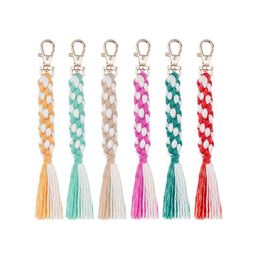 Keychains Lanyards Fashion Woven Keychain Pendant Creative Corn String Tassel Lage Decoration Key Chain Diy Gift Keyring Drop Deli Dhbc7