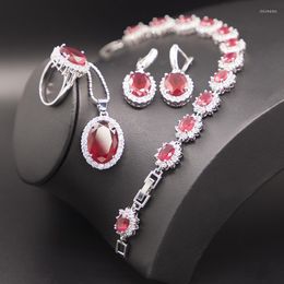 Necklace Earrings Set 2023 European And American Fashion Jewellery Suit Zircon Earring Bracelet Four-Piece Ring