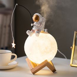 Decorative Objects Figurines Astronaut Figurines Home Decoration Space Man Miniature Night Light Humidifier Cold Fog Machine Aroma Diffuser Accessories 230523