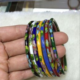 Bracelets Wholesale new 7PCS/Lot Chinese Handmade Cloisonnes Enamel Cuff Hollow Bracelet Bangle