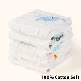 5PCS Baby Towel 100% Cotton Bath Towel 6 Layers Gauze Face Washcloth Squares Hand Wipe Newborn Bathing Feeding Kids Handkerchief