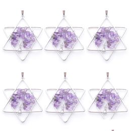 Pendant Necklaces Natural Amethysts Chips Stone Tree Of Life Pendants Chakra Reiki Five Pointed Star Metal Merkaba Jewellery N3804 Dro Dh8Xg