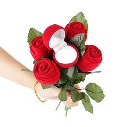 Decorative Flowers Wreaths Red Rose Shaped Jewelry Cases Display Packaging Gift Boxes For Necklace Earrings Ring Bracelet Valentin Dh3Hs