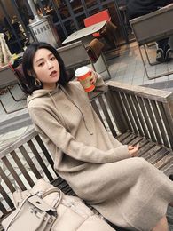 Women's T Shirts Autumn Sweater Women Dress Winter Long Sleeve Sweaters Knitted Dresses Womens Loose Maxi Oversize Knitting Robe Vestido