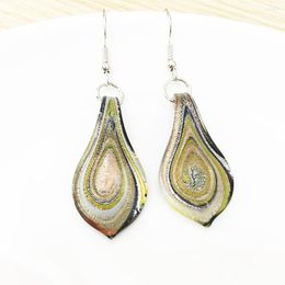 Dangle Earrings Black Leaf Colored Glaze For Women Lampwork Glass Murano Bead Pendant Wedding Jewelry Party Loves Gift