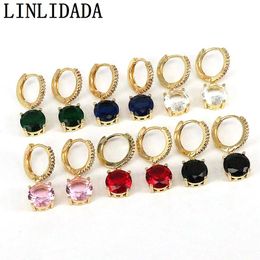 Huggie 6Pairs Trendy Round Colorful Crystal Zircon Hoop Earrings Dainty Geometric Hoop Earring Women Jewelry