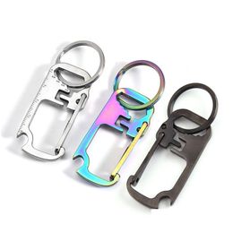 Openers Stainless Steel Bottle Opener Keychain Pendant Corkscrew Portable Mtifunctional Rer Outer Hexagon Key Ring Household Tool Dr Dhdx8