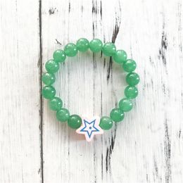 Bangle Natural Stone Green Aventurine Kids Children's Bracelet Pentagram Bracelets Wholesale and retail is ok Girl Boy Jewelry