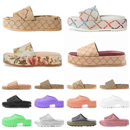 Platforms Casual Fashion Purple Slide Flats Thick Bottom Famous Embroidered Printed Wedding Party Flat Heel Slippers summer Comfortable sandals leathe