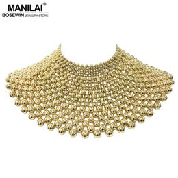 Necklaces MANILAI Brand Indian Jewellery Handmade Beaded Statement Necklaces For Women Collar Beads Choker Maxi Necklace Wedding Dress