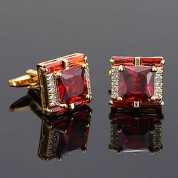 Men's Cufflinks Luxury Tough Square Rhinestones Zircon Crystal Cuff Link High-end French Suit Shirts Buttons Wedding Accessories