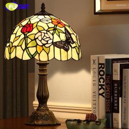 Table Lamps FUMAT Wedding Vintage Bedside Lamp Creative European Stained Glass Lightings For Living Room Pastroal Dimmer