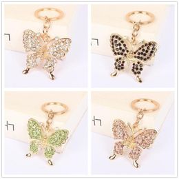 Keychains Mixed Colour Butterfly Pendant Charm Rhinestone Crystal Purse Bag Keyring Key Chain Accessories Wedding Party Lover Gift