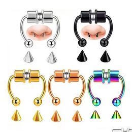 Party Favour Stainless Steel Nose Ring Fake Piercing Magnetic Rings Men And Qomen Fashion Jewellery Drop Delivery Home Garden Festive S Dhavr