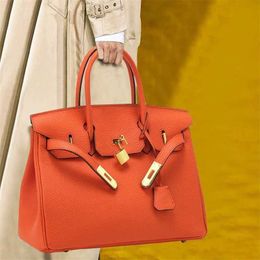 Tote Platinum Handmade Bag Genuine Women's 2024 Lychee Pattern Top Layer Cow Temperament Handbag Large Capacity Leather