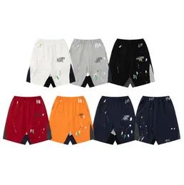 2023 Summer New Casual Cotton Shorts American Fashion Brand Hand-Painted Splashed Ink Printing Shorts Men and Women Same Style