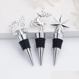 Bar Tools Christmas Wine Stopper Santa Claus Elk Snowflake Metal Bottle Party Supplies Drop Delivery Home Garden Kitchen Dining Barwa Dhqlp