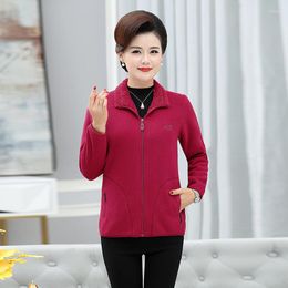 Women's Jackets Middle-aged Sweatshirt Long-sleeved Fleece Jacket Female Plus Velvet Thickening Shirt Women's Clothing