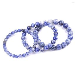 Strand 6 8 10mm Blue Spot Stone Beads Bracelet Buddha Beaded Yoga Strench For Women Men Jewellery