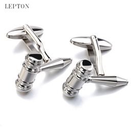 Lepton Judge Hamm cufflinks For Mens stainless steel lawyer hammer style cuff links male Business French shirt cuffs cufflink