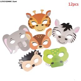 Other Event Party Supplies 12pcs Animal Mask Jungle Decor Baby Shower Favours Safari Theme Birthday Kids 230522