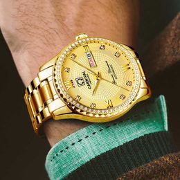 Carnival Water Diamond Gold Mechanical Watch faces Roman Scale Double Calendar Nightlight Fashion Business Men's luxury Brand watches clock
