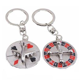 Keychains Lanyards Creative Compass Keychain Rotating Aircraft Pendant Metal Promotional Gift Keyring Key Chain Drop Delivery Fash Dhikb