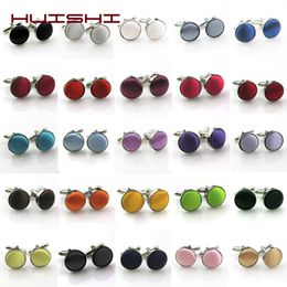 HUISHI Cufflinks For Men Shirts Suit Button For Man Wedding Cufflinks Cloth Solid Colourful Business Shirt Accessories Wholesales
