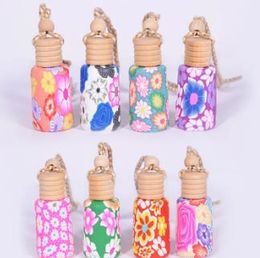 Classic Hanging Rope Polymer Clay Empty Bottles 15ML Essential Oil Perfume Car Decoration Mix Colours Car Diffuser Bottles