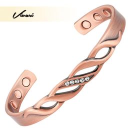 Bangle Vivari Pure Copper Magnetic Bracelet for Women Unisex Healing Crystals Jewelry Charm Bangle Men Wristband Gift Bracelets