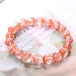 Bangles Natural Orange Red Phantom Crystal Quartz Bracelet 8mm 9mm 10mm Women Garden Super 7 Rutilated Clear Round Beads Stretch AAAAAA