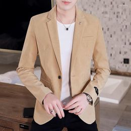 Men's Suits 2023 Men Trend Handsome Slim Fit Blazer Teenager Solid Color Style Spring Autumn Leisure