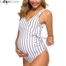 Maternity Dresses Liu Qu Maternity Swimsuit One Piece Elegant V Neck Pregnancy Swimwear Tie Front Bowknot Bathing Suit Monokini Beach Bathing T230523