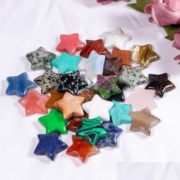 Party Favour Natural Crystal Stone Fashion Five Pointed Star Gemstone Desktop Decoration 30Mm Crafts Pendant 9 Colours Drop Delivery H Dhlgn