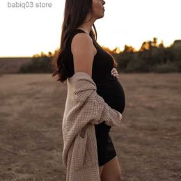 Maternity Dresses Maternity Dress Tank Sleeveless Basic Bodycon Sundresses For Photo Shoot Pregnancy Clothes T230523