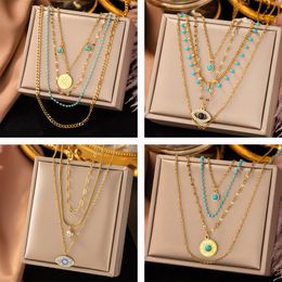 Multi Layered Bohemian Style Evil Eye Necklace 18K Gold Jewellery for Women
