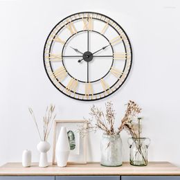 Wall Clocks 80 Roman Creative Retro Gear 3D Clock Home Modern Design Living Room Decoration Quartz Big On The