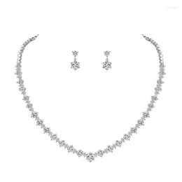 Necklace Earrings Set WEIMANJINGDIAN Brand Round Cut Cubic Zirconia CZ Crystal And Wedding Bridal Banquet Prom