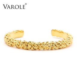 Bangle VAROLE Punk Open Cuff Bracelets For Women Gold Colour Armband Bangle Fashion Jewellery For Girls Gift