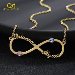 Necklaces Personalised Infinity loop Name Necklace Birthstone Name Necklace Stainless Steel Nameplated Necklaces Custom Jewellery Gift Women