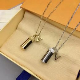 Luxury designer necklace classic letter perfume bottle pedant titanium steel hip hop womens mens necklaces Jewellery fashion personality gift for love gift with box