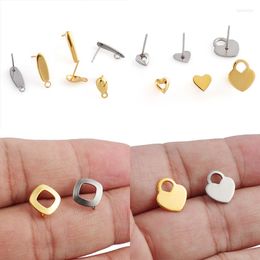 Stud Earrings 20pcs Polygonal Stainless Steel Gold Base Hook Pad DIY Jewelry For Making Supplies Findings YanQi