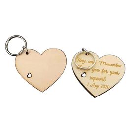 Keychains Lanyards Diy Wooden Keychain Pendant Creative Heart Shaped Key Chain Lage Decoration Keyring Thanksgiving Teachers Day G Dhaen