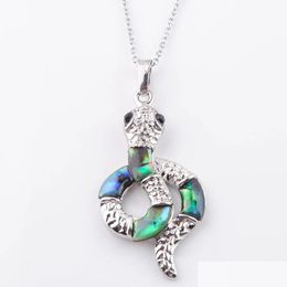 Pendant Necklaces Natural Colourf New Zealand Abalone Shell Pearl Necklace Snake Beads Women Men Charms Reiki Jewellery N3647 Drop Del Dhcis